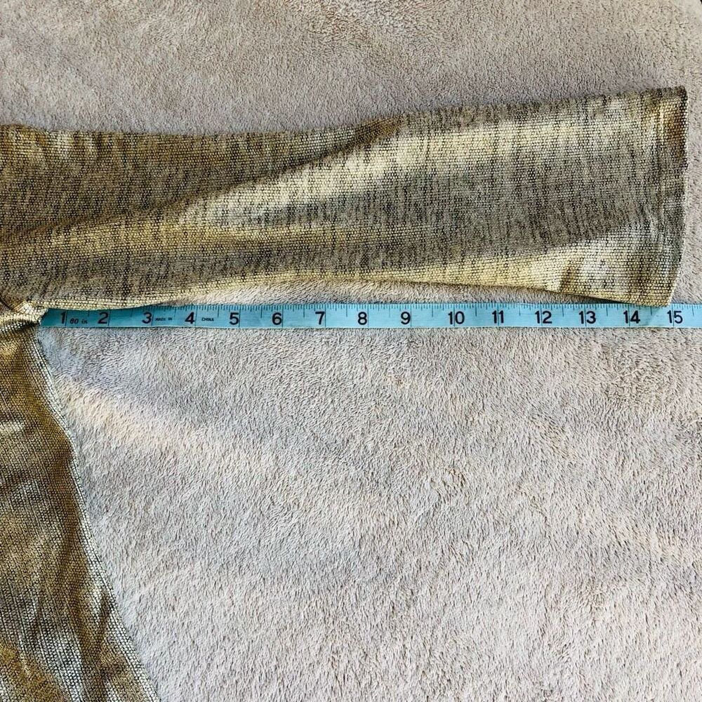 NWOT Clara Sun Woo Gold Lamé Open Shoulder Bell Sleeve Top and Classic Side Slit - Picture 12 of 16